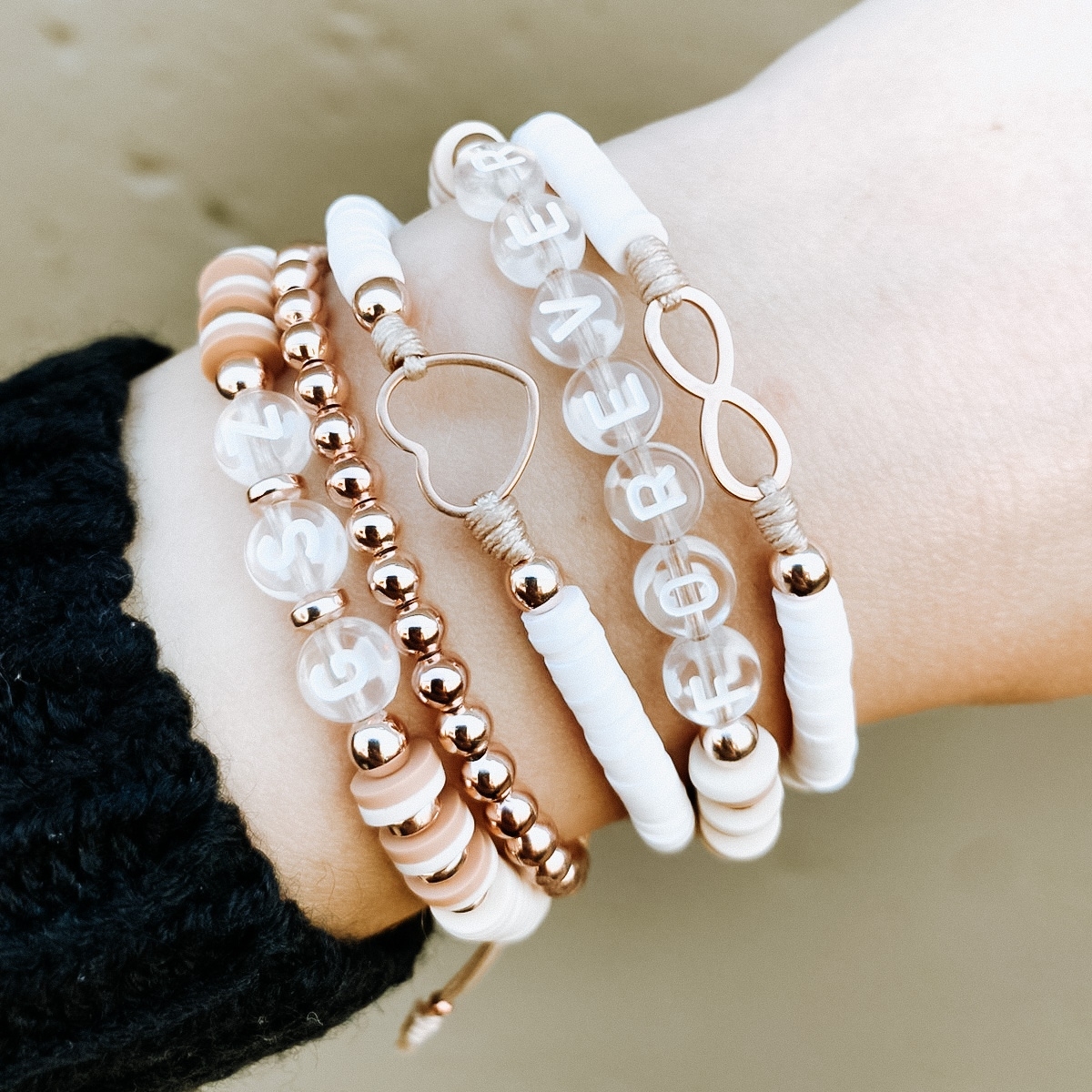 Bracelets beads Heishi bracelets adjustable pastel bracelets